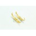 Fashion Hoop Huggies long Bali Earring Yellow Gold Plated white zircon stone